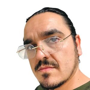 Rimless Octagon Glasses Men Women Clear Lens Gold Frame Fashion Eyewear‎ Cholo